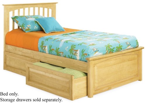 Full Size Platform Bed with Raised Panel Footboard Natural Maple Finish  รูปที่ 1