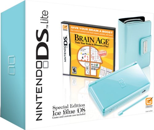 Nintendo DS Lite Limited Edition Ice Blue with Brain Age: Train Your Brain in Minutes a Day! And Carrying Case Bundle ( NDS Console ) รูปที่ 3