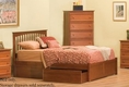 Queen Size Platform Bed with Flat Panel Footboard Caramel Latte Finish 