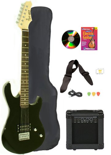 Black Full Size Electric Guitar & Practice Amp with Case Strap Cord Beginner Package & DVD ( Davison Guitars guitar Kits ) ) รูปที่ 1