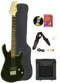 Black Full Size Electric Guitar & Practice Amp with Case Strap Cord Beginner Package & DVD ( Davison Guitars guitar Kits ) )