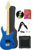 Blue Full Size Electric Guitar & Practice Amp with Case Strap Cord Beginner Package & DVD ( Davison Guitars guitar Kits ) )