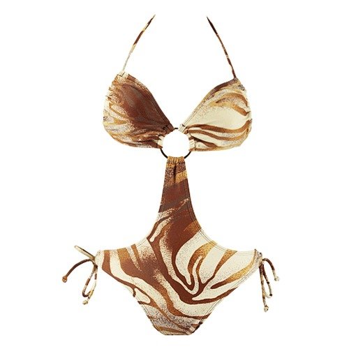 Swimsuit Monokini Swimsuit Brown Zebra Bandeau (Type one Piece) รูปที่ 1