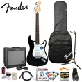 Fender Squier Affinity Black Strat HSS with G-DEC® Junior Amp Stop Dreaming, Start Playing Set with Fender/ GO-DPS 12 Pack Pick Sampler (Part# DPS-FN-SAMPLER), Squier Strings, Fender String Winder, Ultra Stand and Fender Polishing Spray, String Cleaner & Polishing Cloth ( Squier Affinity guitar Kits ) )