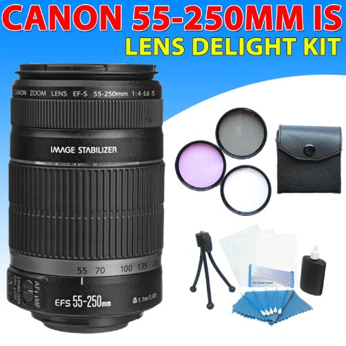 Canon EF-S 55-250mm 55-250 f/4-5.6 IS Autofocus Lens Kit For Canon EOS Rebel XT, XTi DSLR Cameras ( Zm Lens ) รูปที่ 1