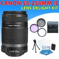 Canon EF-S 55-250mm 55-250 f/4-5.6 IS Autofocus Lens Kit For Canon EOS Rebel XT, XTi DSLR Cameras ( Zm Lens )