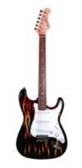 Main Street Double Cutaway Black Electric Guitar with Flames ( Main Street guitar Kits ) )