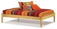 Queen Size Platform Bed with Open Footrail Natural Maple Finish 