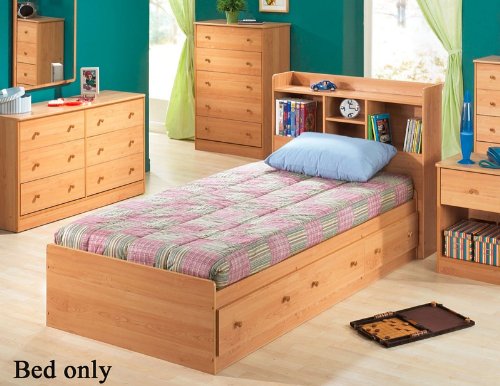 Twin Size Mates Bed with Bookcase Headboard in Oak Finish  รูปที่ 1