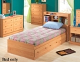 Twin Size Mates Bed with Bookcase Headboard in Oak Finish 