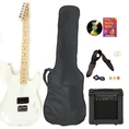 White Full Size Electric Guitar & Practice Amp with Case Strap Cord Beginner Package & DVD ( Guitar Kits )