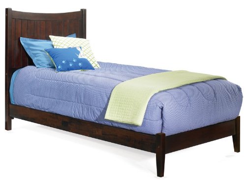 Twin Size Platform Bed with Open Footrail Antique Walnut Finish  รูปที่ 1