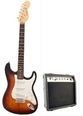 39 Inch Sunburst Electric Guitar Beginner Kit with 10 Watt Amp & eBook & Harmonica 