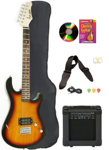 Vintage Sunburst Full Size Electric Guitar & Practice Amp with Case Strap Cord Beginner Package & DVD ( Davison Guitars guitar Kits ) ) รูปที่ 1