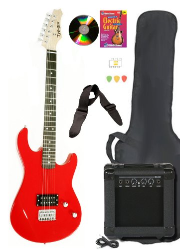 Red Full Size Electric Guitar & Practice Amp with Case Strap Cord Beginner Package & DVD ( Davison Guitars guitar Kits ) ) รูปที่ 1