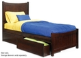 Twin Size Platform Bed with Footboard Antique Walnut Finish 