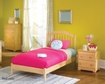 Twin Size Windsor Style Platform Bed with Open Footrail Natural Maple Finish 