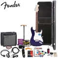 Fender Squier Affinity Special Metallic Blue Strat Stop Dreaming, Start Playing Set with Essential Upgrade Pack - Includes: Fender/ GO-DPS 12 Pack Pick Sampler (Part# DPS-FN-SAMPLER), Squier Strings, Fender String Winder, Ultra Stand, Dunlop Capo, Fender Guitar Slide, Fender Polishing Kit, Fender String Cleaner & MBT Hard Case ( Guitar Kits )