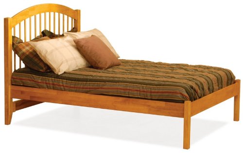 Full Size Windsor Style Platform Bed with Open Footrail Caramel Latte Finish  รูปที่ 1