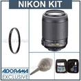 Nikon 55mm - 200mm f/4-5.6G ED-IF AF-S DX VR (Vibration Reduction) Autofocus Lens Lens Kit with 5 Year U.S.A. Warranty, Tiffen 52mm UV Filter, Professional Lens Cleaning Kit, Adorama Hurricane Blower ( Nikon Lens )