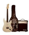 39 Inch Metallic Silver Electric Guitar Beginner Kit with 10 Watt Amp ( Austin Bazaar guitar Kits ) )