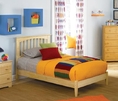 Full Size Platform Bed with Open Footrail Natural Maple Finish 