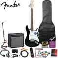 Fender Squier Affinity Special Black Strat Stop Dreaming, Start Playing Value Set - Includes:Fender/ GO-DPS 12 Pack Pick Sampler (Part# DPS-FN-SAMPLER), Squier Strings, Fender String Winder, Ultra Stand, Dunlop Capo & Fender Slide ( Squier Affinity guitar Kits ) )