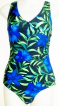 Swimsuit Royal/Lime Shirred Front Missy Swimsuit by In Gear. Sizes 8-16 (Type one Piece)