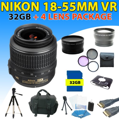 Nikon 18-55mm Vr Af-s Dx Nikkor Lens + Deluxe Accessory Kit for Nikon D40, D60, D90 Dslr Cameras (32gb 4lens Kit) ( Zm Len ) รูปที่ 1