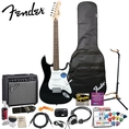 Fender Squier Affinity Special Black Strat Stop Dreaming, Start Playing Set with Upgrade Pack - Includes:Fender/ GO-DPS 12 Pack Pick Sampler (Part# DPS-FN-SAMPLER), Squier Strings, Fender String Winder, Ultra Stand, Fender Polishing Kit & Fender String Cleaner ( Guitar Kits )