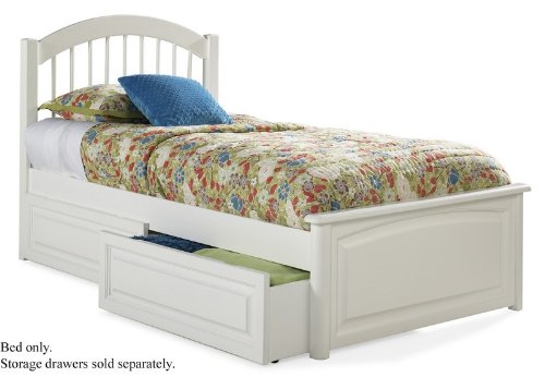 King Size Windsor Style Platform Bed with Raised Panel Footboard White Finish  รูปที่ 1