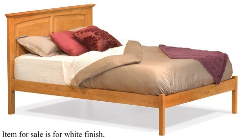 Twin Size Platform Bed with Open Footrail White Finish  รูปที่ 1