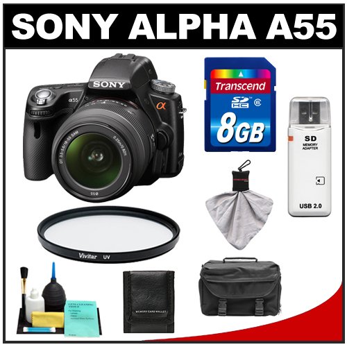 Review Sony Alpha A55 SLTA55VL 16.2 Megapixel Translucent Mirror Technology Digital SLR Camera & 18-55mm Lens with 8GB Card + Case + UV Filter + Cleaning & Accessory Kit รูปที่ 1