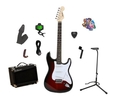 Legacy Solid Body Electric Guitar, Red Burst, w Accessory Bundle and Bonus 10W Amp ( Legacy guitar Kits ) )