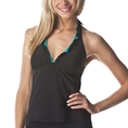 Swimsuit Merona® Women's Tankini Swim Top - Black/Jade (Type Two Piece)