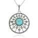 รูปย่อ Sterling Silver Marcasite and Synthetic Turquoise Round Pendant, 18" รูปที่1