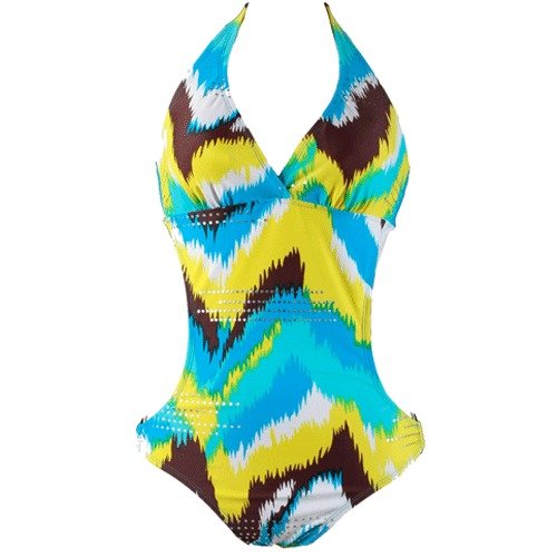 Swimsuit Monokini Swimsuit Tie Dye Print Turquoise (Type one Piece) รูปที่ 1