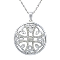 Sterling Silver Diamond Celtic Trinity Knot Circle Pendant, 18