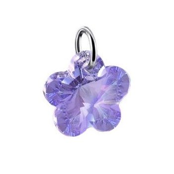 Sterling Silver Lavender Swarovski Crystals Flower Pendant Charm รูปที่ 1