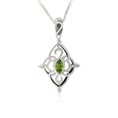 Sterling Silver Emerald Cubic Zirconia Star-Shaped Celtic Pendant, 18.5