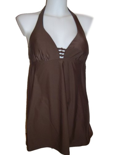 Swimsuit Womens Beach Bay Swimdress Swimsuit, Long Tankini Swimwear, Halter, Brown, Size 10-18 (Type one Piece) รูปที่ 1