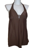 Swimsuit Womens Beach Bay Swimdress Swimsuit, Long Tankini Swimwear, Halter, Brown, Size 10-18 (Type one Piece)