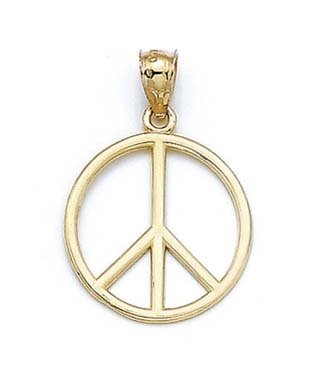 14k Peace Sign Pendant - Measures 25mm - JewelryWeb รูปที่ 1