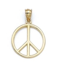 14k Peace Sign Pendant - Measures 25mm - JewelryWeb