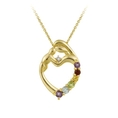 18k Gold Plated Sterling Silver, Diamond-Accent and Multi-Gemstone Child and Mother Heart Pendant Necklace, 18