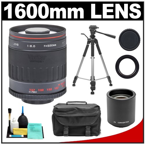 Vivitar 800mm f/8.0 Series 1 Multi-Coated Mirror Lens with 2x Teleconverter (=1600mm) + Tripod + Case + Accessory Kit for Pentax K20D, K200D, K2000, K10D, K100D Super, K110D, K-7 & K-x Digital SLR Cameras ( Vivitar Lens ) รูปที่ 1