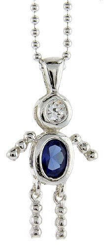 Sterling Silver Birthstone Baby Brat Boy Pendant for 