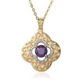 18k Yellow Gold Plated Sterling Silver Amethyst Pendant, 18