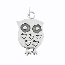 Cute Reversible (Double Sided) HOOTIE THE OWL Pendant in Sterling Silver, #7974 รูปที่ 1