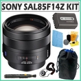 Sony Alpha SAL-85F14Z Telephoto 85mm F/1.4 Carl Zeiss Planar AF Lens + Accessory Kit ( Sony Lens )